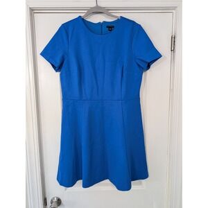 Ann Taylor Fit & Flare Short Sleeve Career Dress Petite blue Women's 14P NWTs